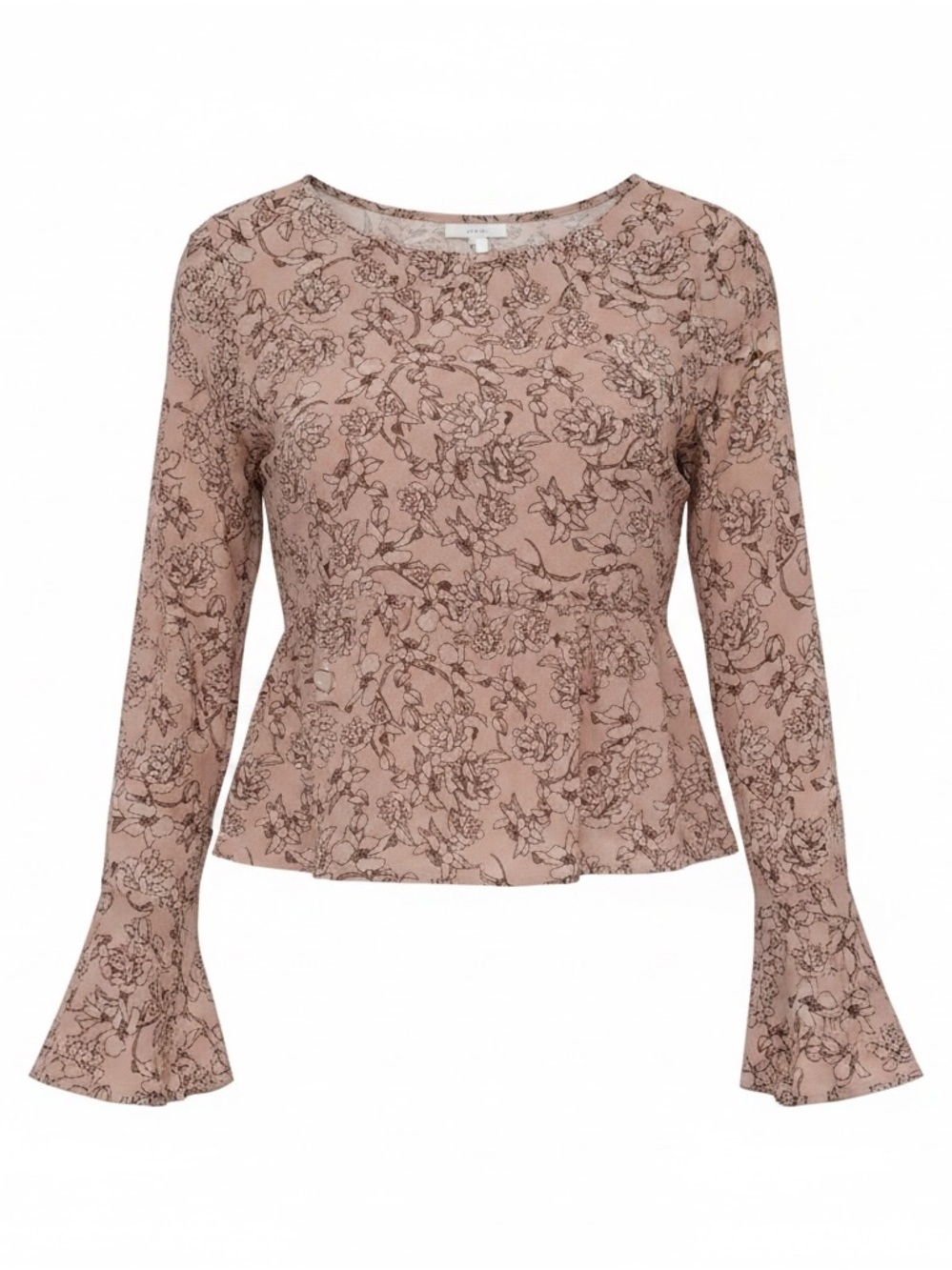 Aeropostale Blush Pink Floral Bell Sleeve Peplum Top
